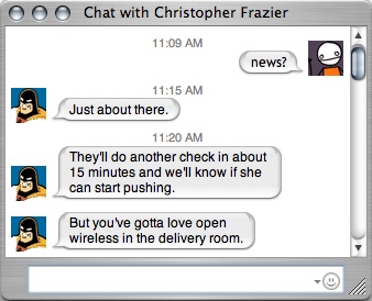 screenshot of IM with Chris