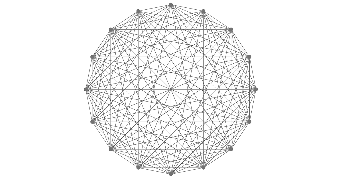 A visualization of a network with nodes and edges forming a beautiful geometric pattern